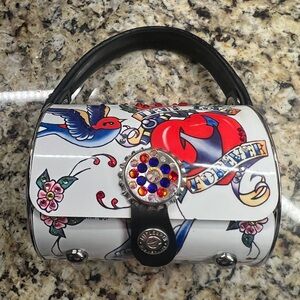 Authentic Little Earth Superflair License Plate Purse Swarovski Tattoo